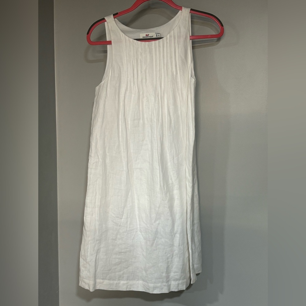 Vineyard Vines 100% Linen Pleated Sleeveless Swing Mini Dress Size 4